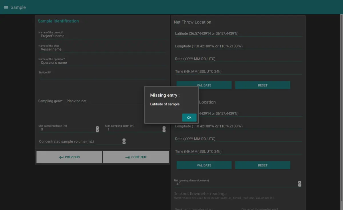 Sample validation